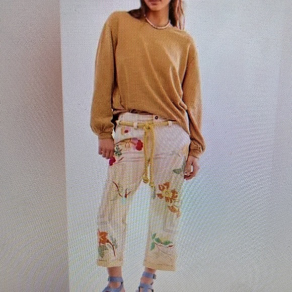 We the Free Electris Sands Embroidered Pannts- Cream - Picture 1 of 6